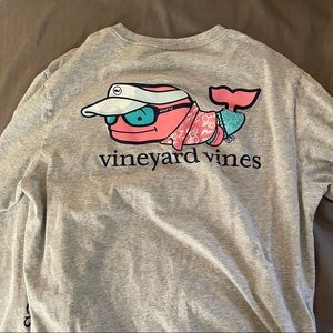 Gray Long Sleeve Vineyard Vines Whale Tee